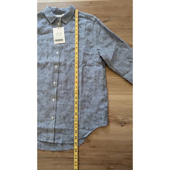 NWT Everlane The Linen Relaxed Shirt in White/Blue size 6 - Picture 8 of 8